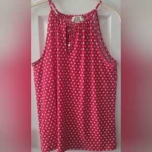 Red Polka Dot Sleeveless Blouse